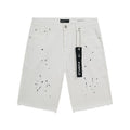 Purple Brand White Paint-Splatter Denim Shorts