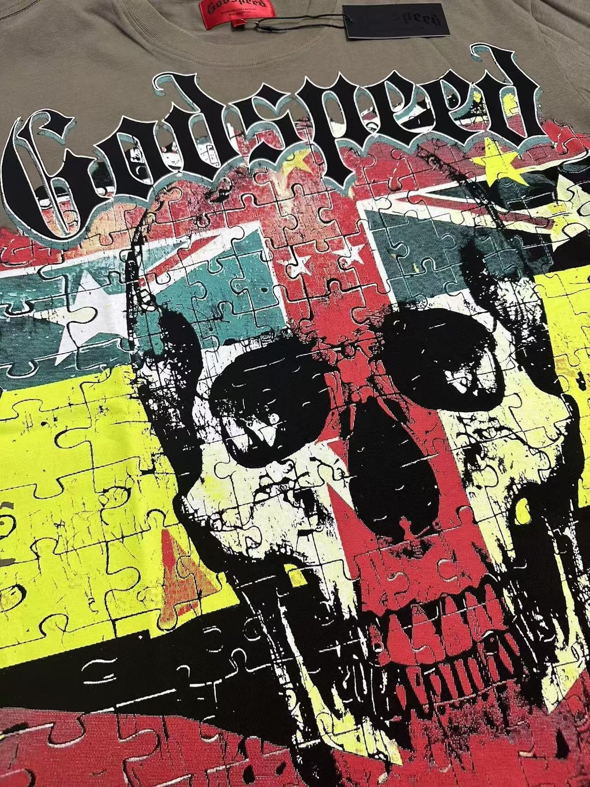Godspeed Skull Puzzle Graphic Short-Sleeve T-Shirt