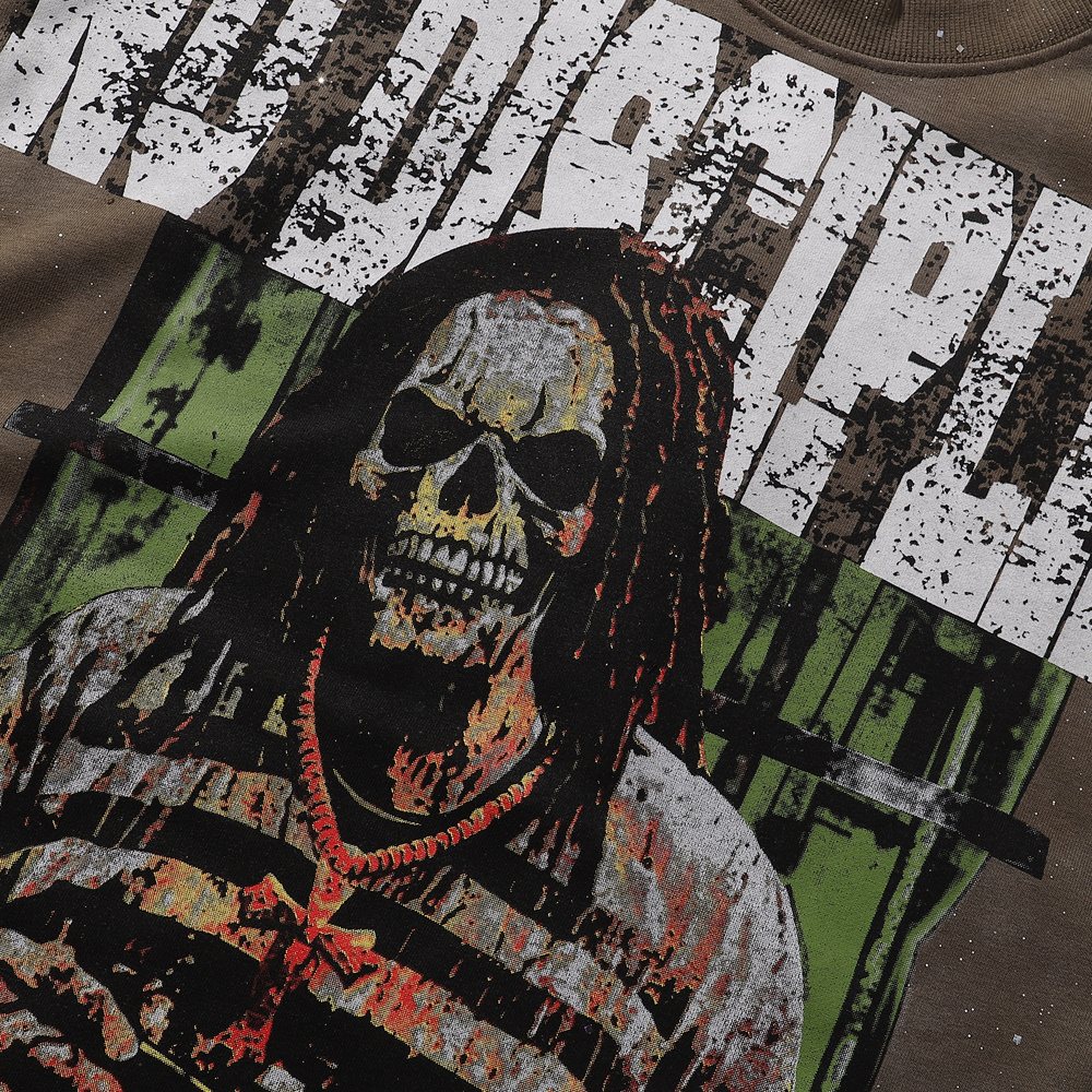 BKYS Revival No Discipline Rhinestone Skull Graphic Cropped T-Shirt