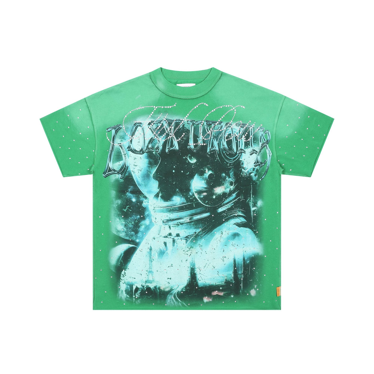 FIRST ROW Lost Utopia Universe Astronaut Cropped T-Shirt