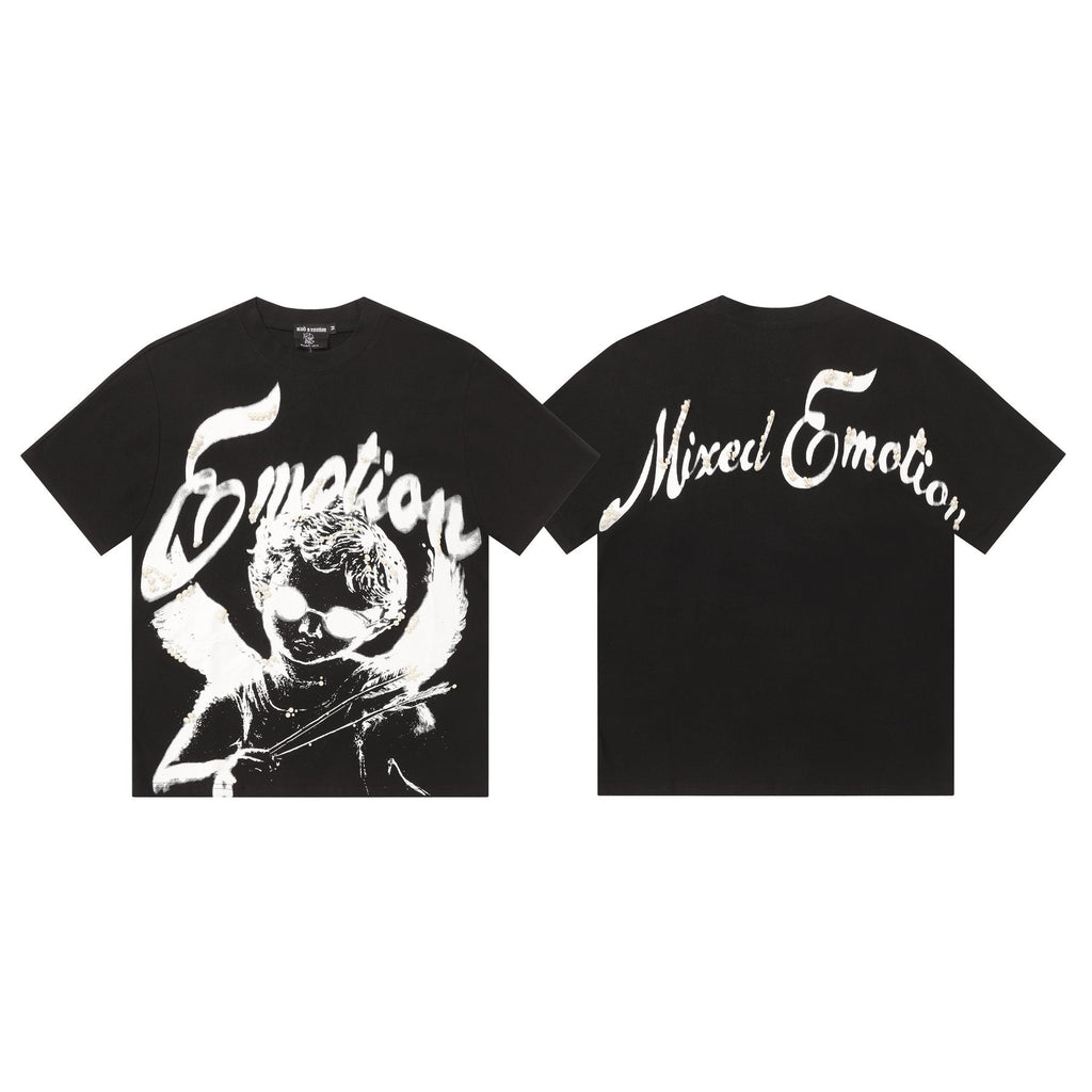MIXED EMOTION Pearl Script Graphic T-Shirt