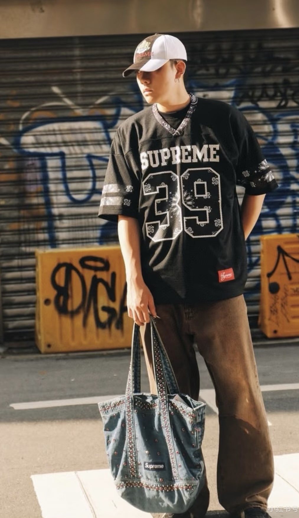 Supreme 39 Bandana-Trim Mesh Jersey T-Shirt