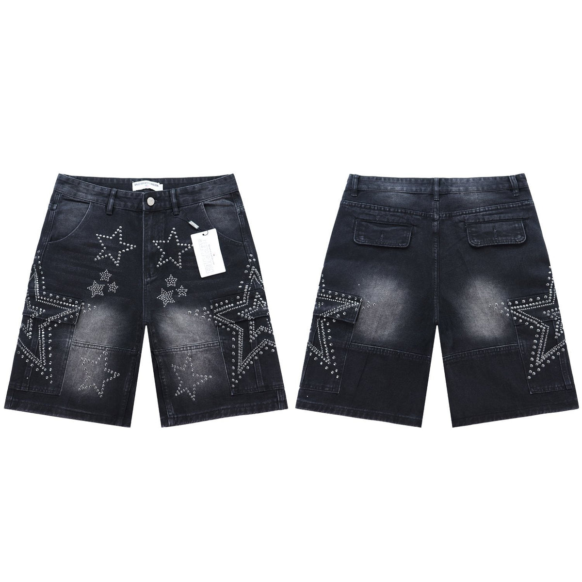 VALLEY Star Rhinestone Denim Cargo Shorts