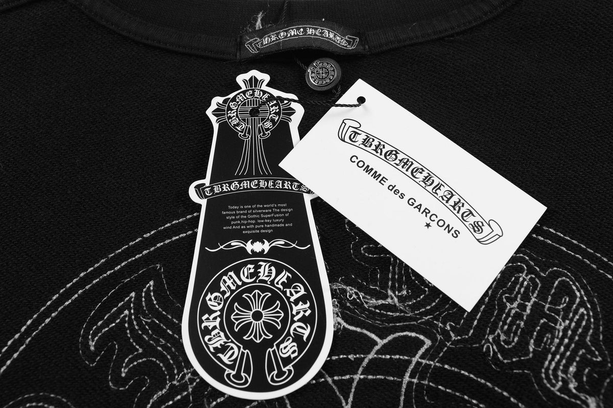 Chrome Hearts Distressed Cross Slogan Graphic Sweatshirt