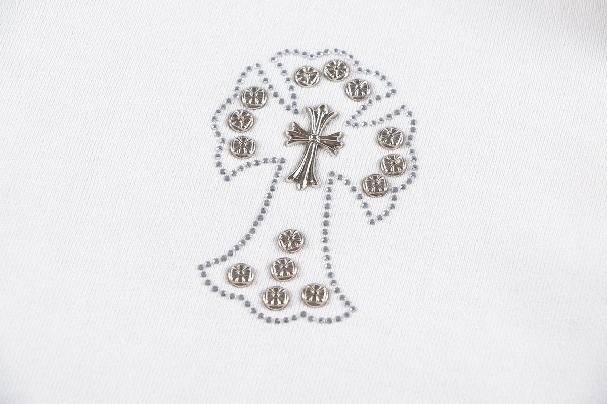 Chrome Hearts Floral Cross Graphic Full-Zip Hoodie