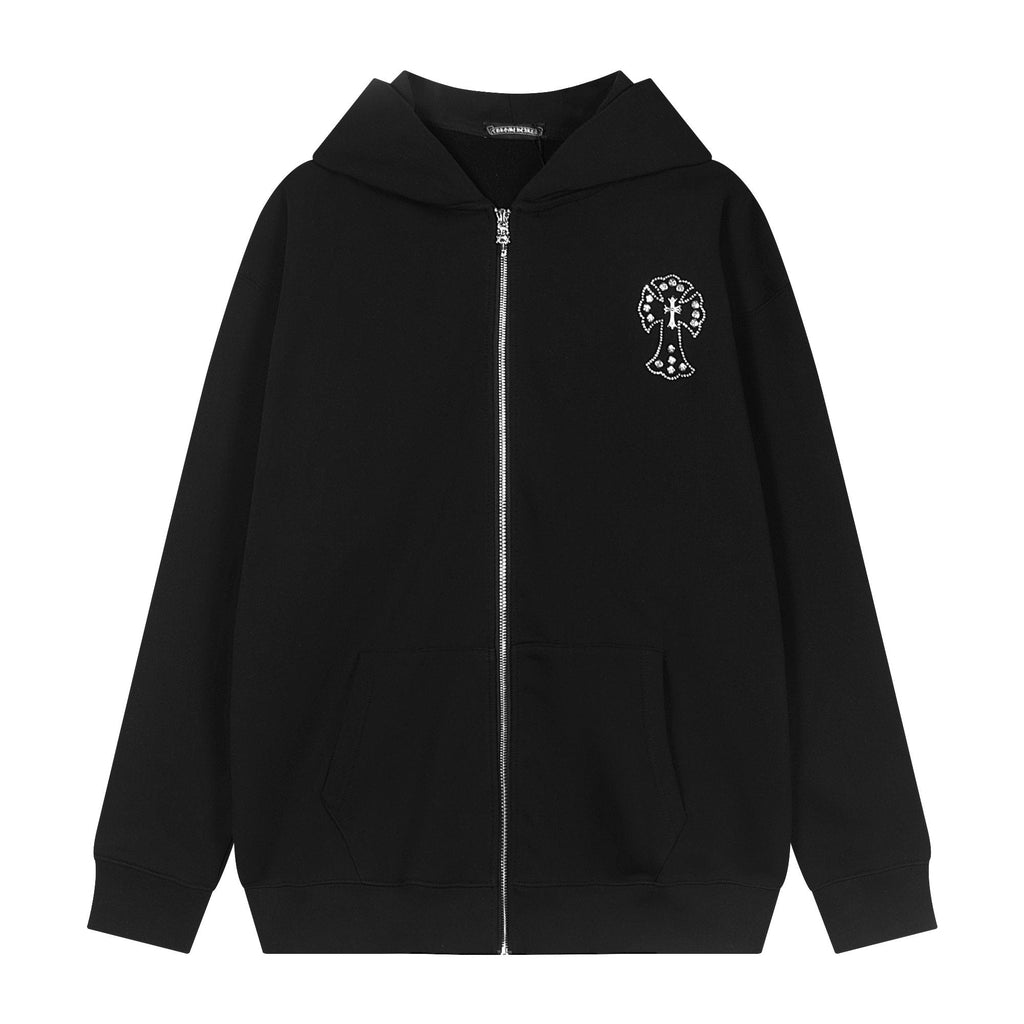 Chrome Hearts Floral Cross Graphic Full-Zip Hoodie