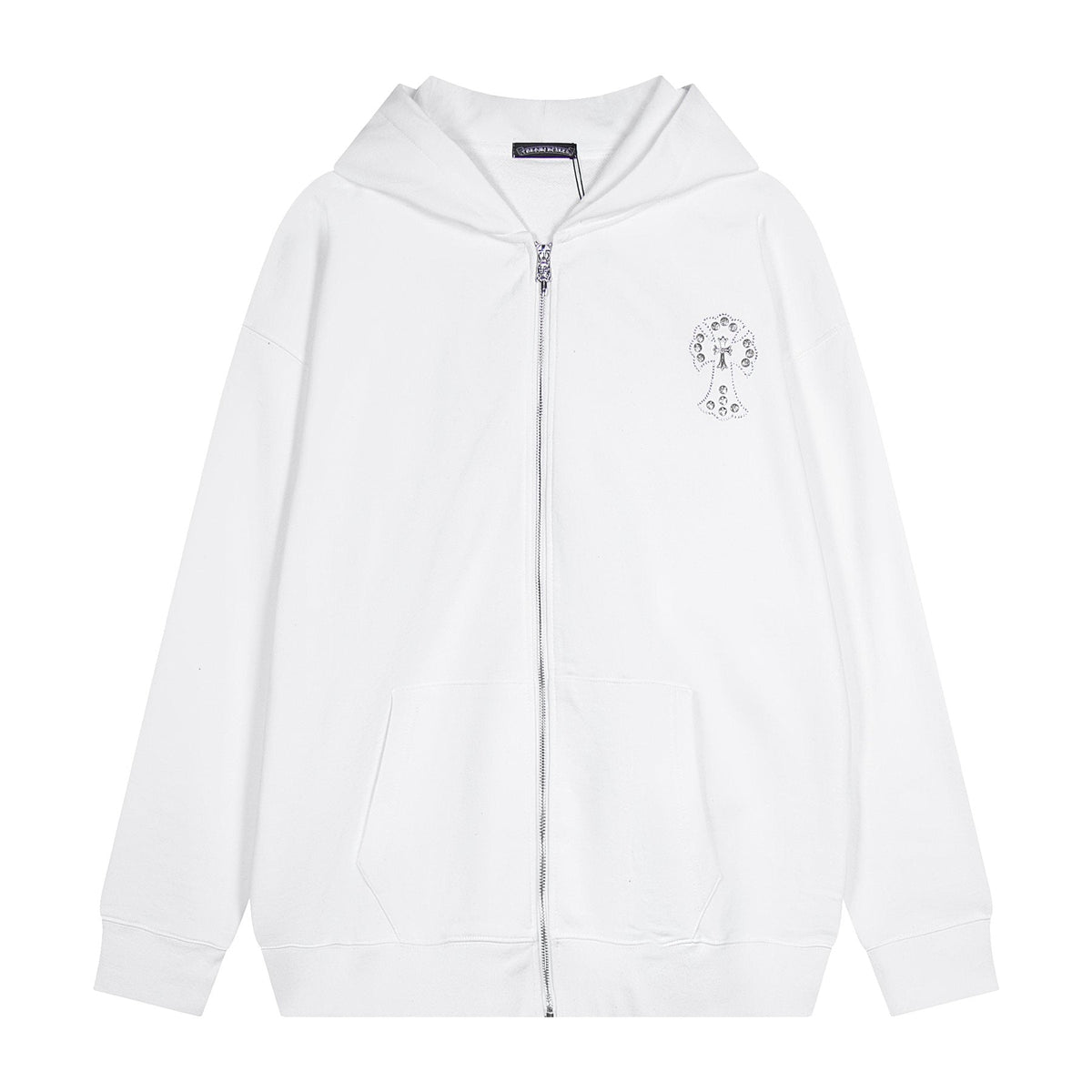 Chrome Hearts Floral Cross Graphic Full-Zip Hoodie