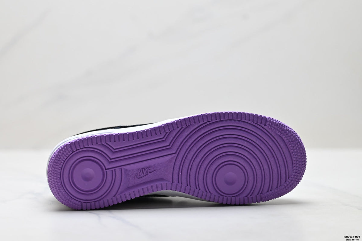 Nike Air Force 1 Low Black Purple Unisex Sneakers Style 06