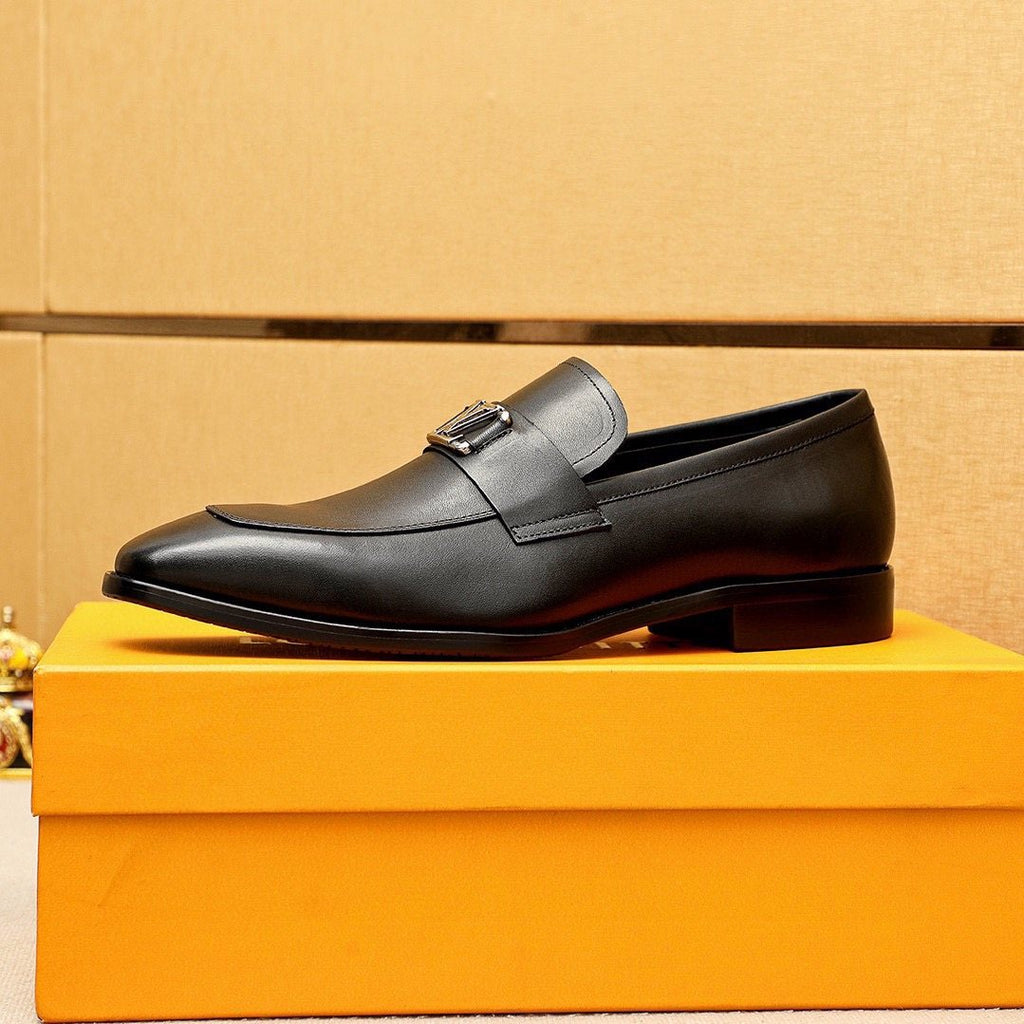 Louis Vuitton Black Metal-Accent Loafers - Stacked Heel