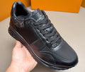 Louis Vuitton Black Leather & Mesh Sneakers