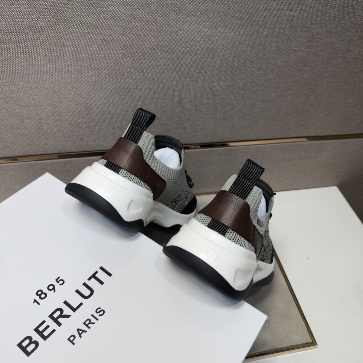 Berluti Gray and Black Lace-Up Sneakers