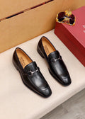 Ferragamo Black Metal-Hardware Loafers - Polished Metal Vamp Hardware