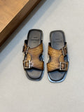 Berluti Patterned Buckle Slide Sandals