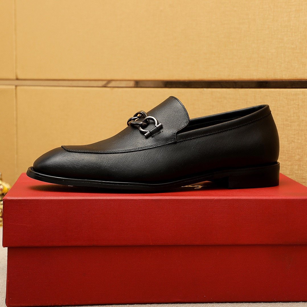 Ferragamo Black Bit Loafers - Leather Lining