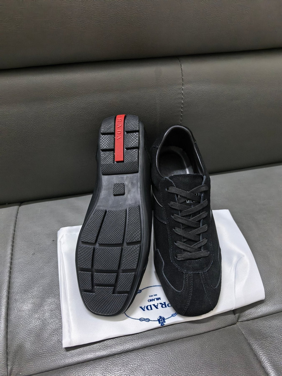 Prada Men's Black Paneled Low-Top Sneakers