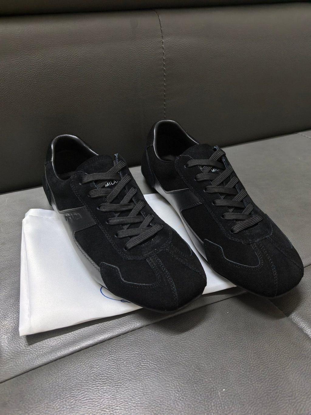 Prada Men's Black Paneled Low-Top Sneakers