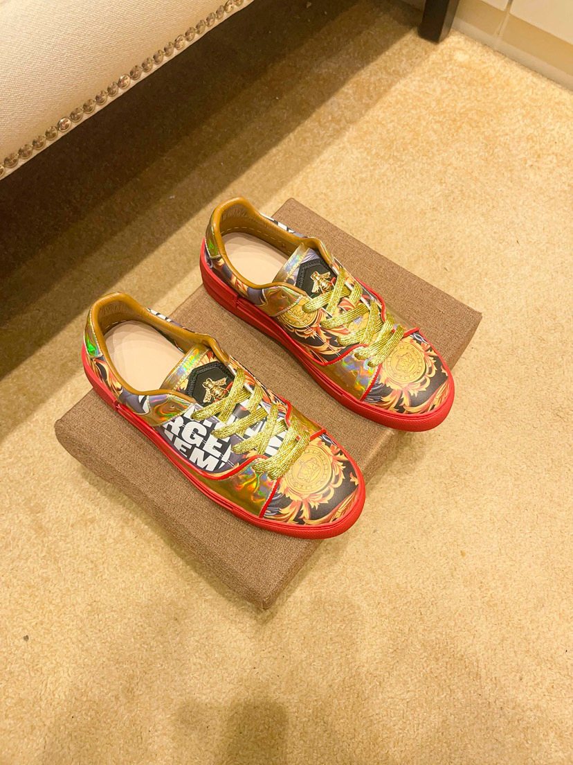 Yellow Graphic Print Low-Top Sneakers