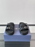 Dior Men's Buckle Strap Slide Sandals - Black and Charcoal Gray