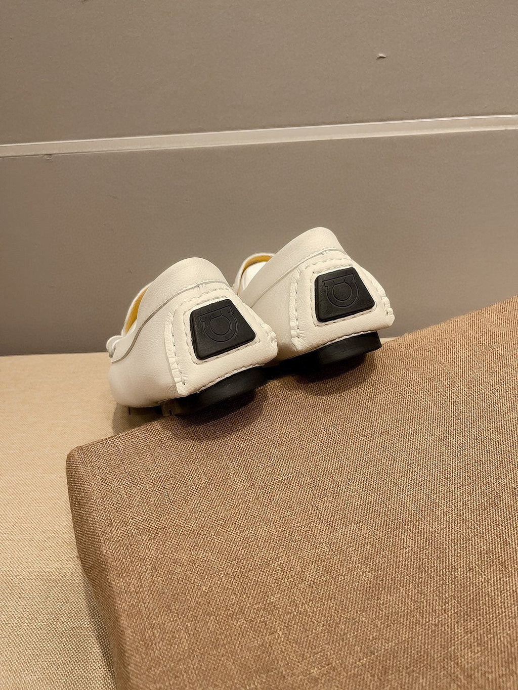 Ferragamo Men's White Hardware Loafers