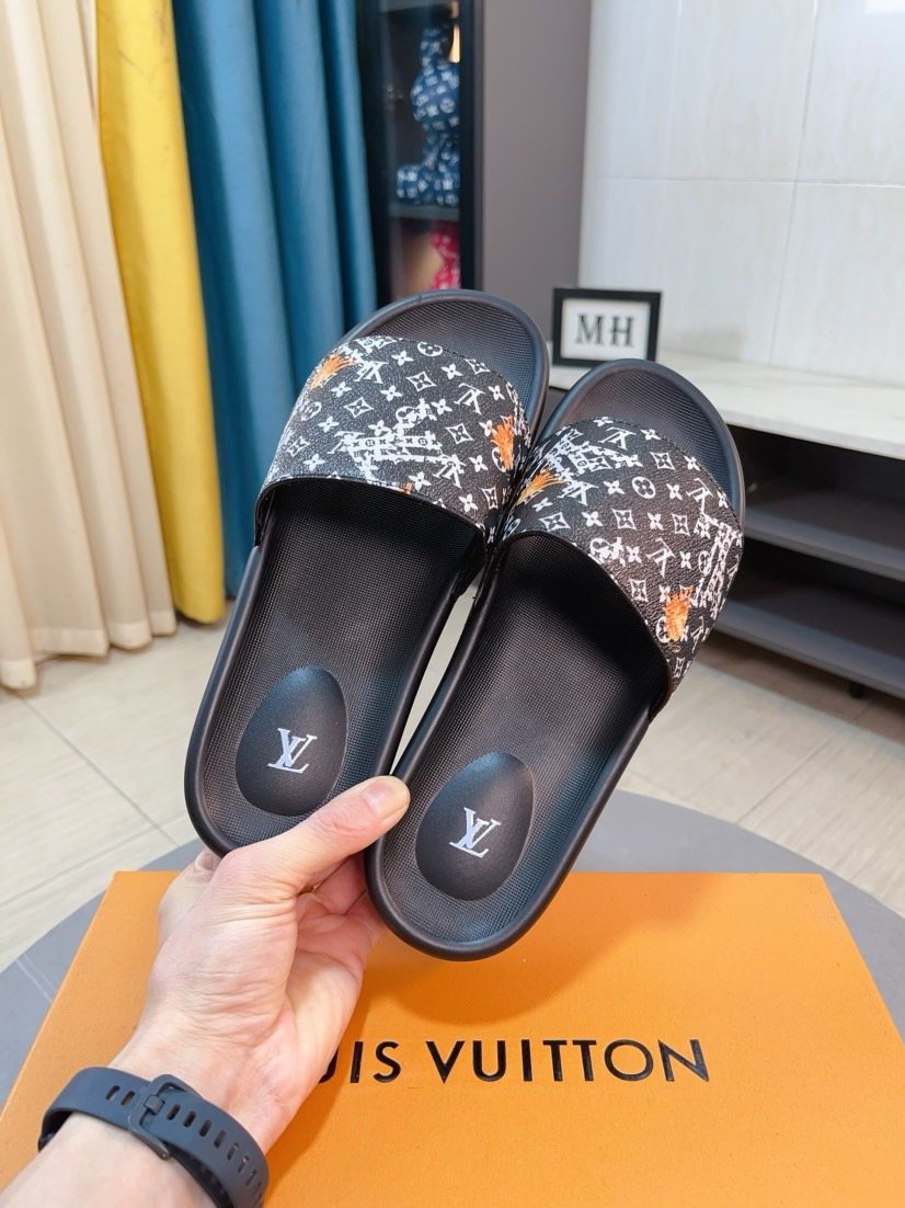 Louis Vuitton Men's Patterned Strap Slide Sandals