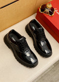 Ferragamo Black Patent Leather Lace-Up Shoes
