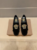 Men's Black Gold Ornamental Slip-On Loafers