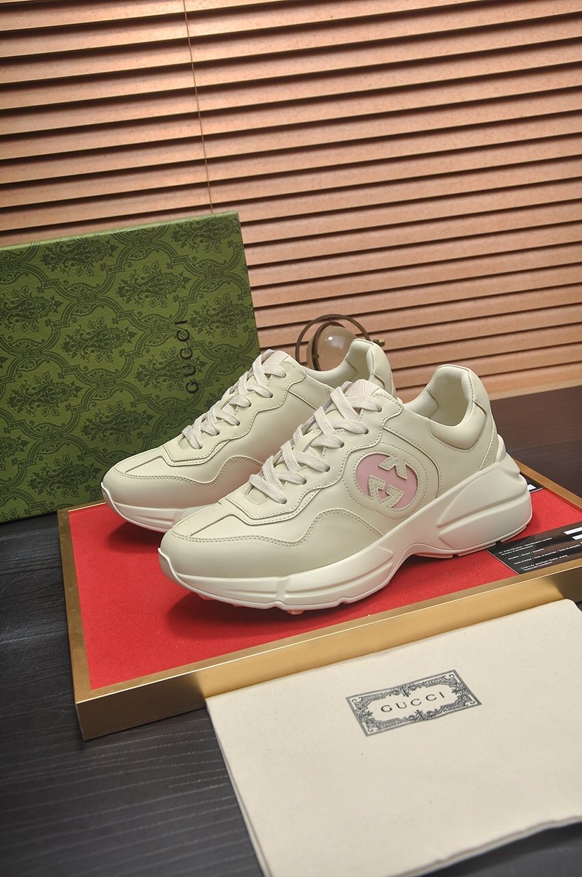 Gucci Ivory and Pale Pink Chunky Sneakers
