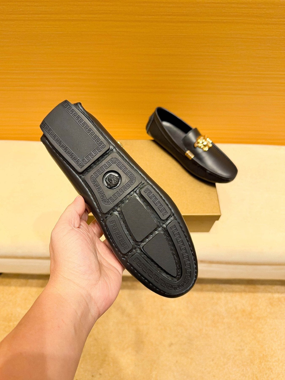 Versace Men's Black Medusa Loafers - Rubber Outsole