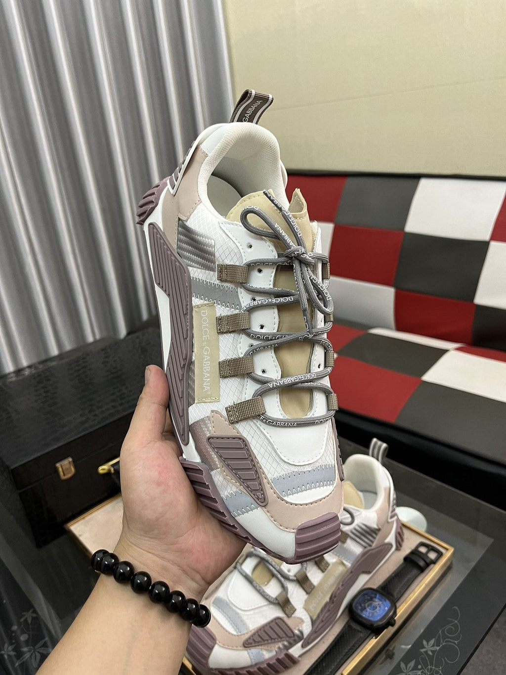 Dolce & Gabbana Cream and Mauve Chunky Sneakers