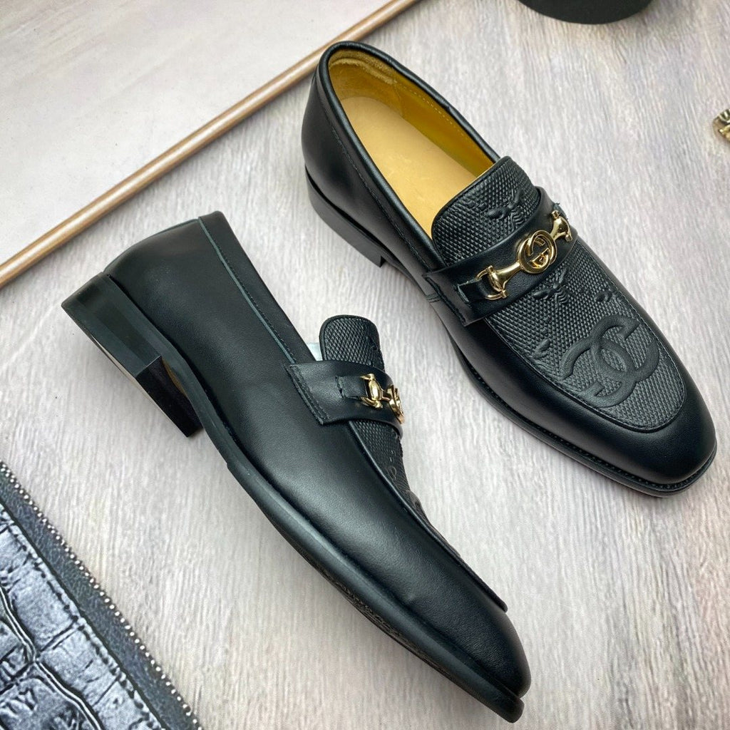 Gucci Black Gold-Tone Hardware Loafers