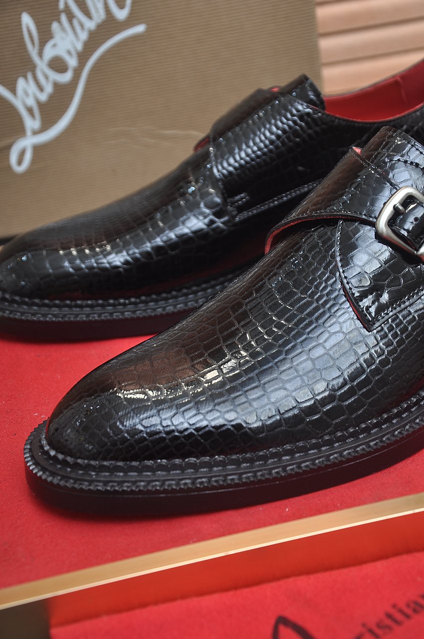 Christian Louboutin Black Buckle Loafers
