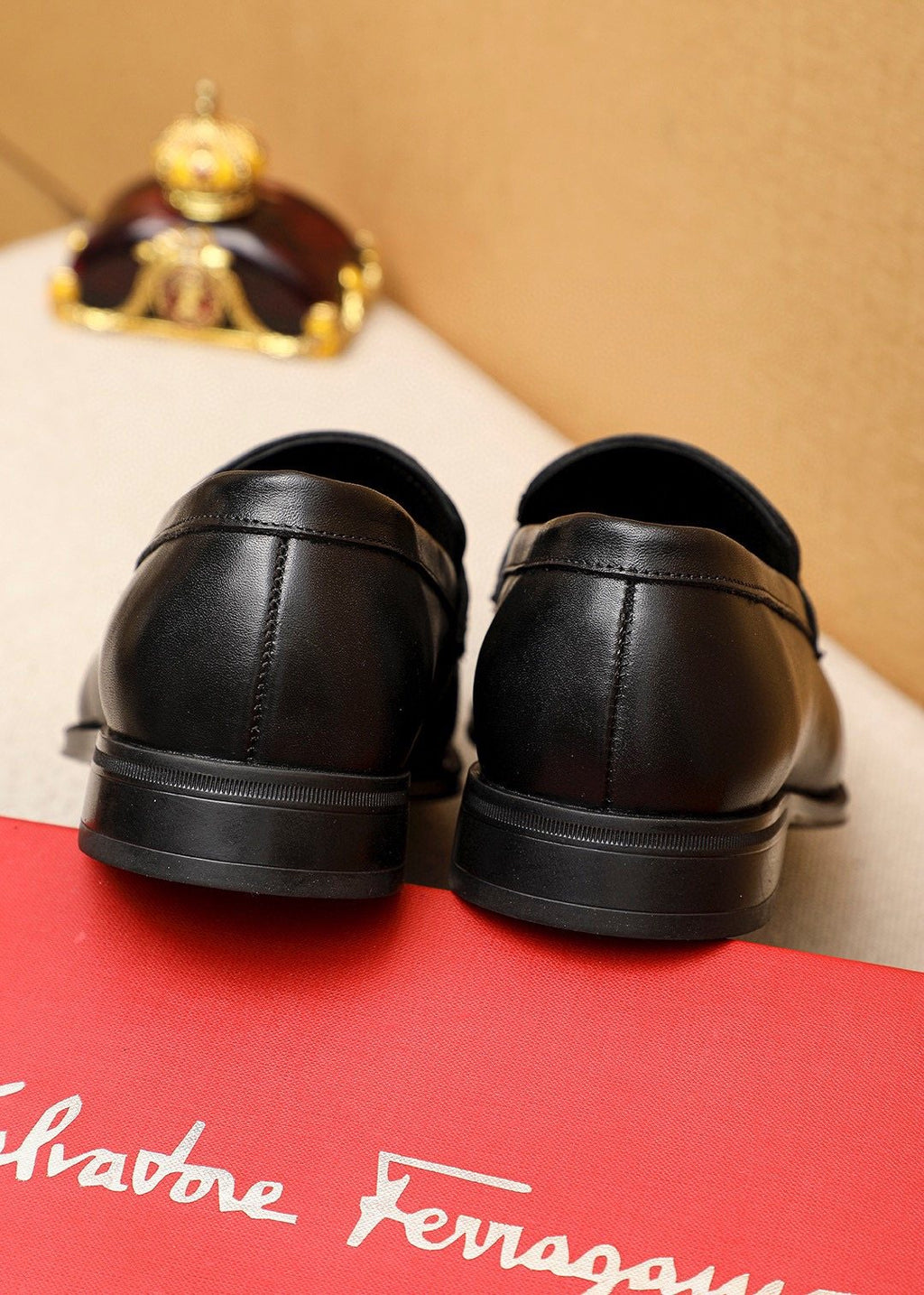 Ferragamo Men's Black Buckle Loafers - Vamp Strap With Metal Buckle Detail