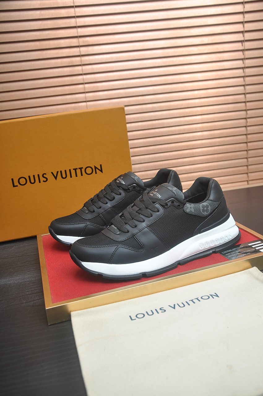 Louis Vuitton Black Leather Low-Top Sneakers