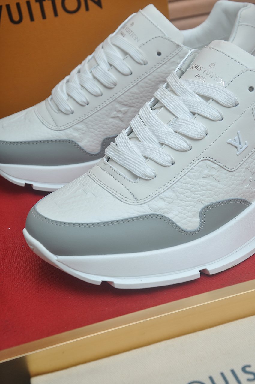 Louis Vuitton White and Light Gray Low-Top Sneakers - Rubber Outsole