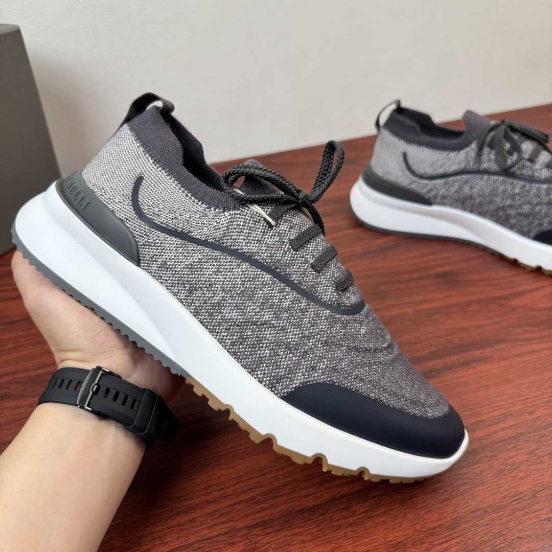 Brunello Cucinelli Men's Knit Sneakers