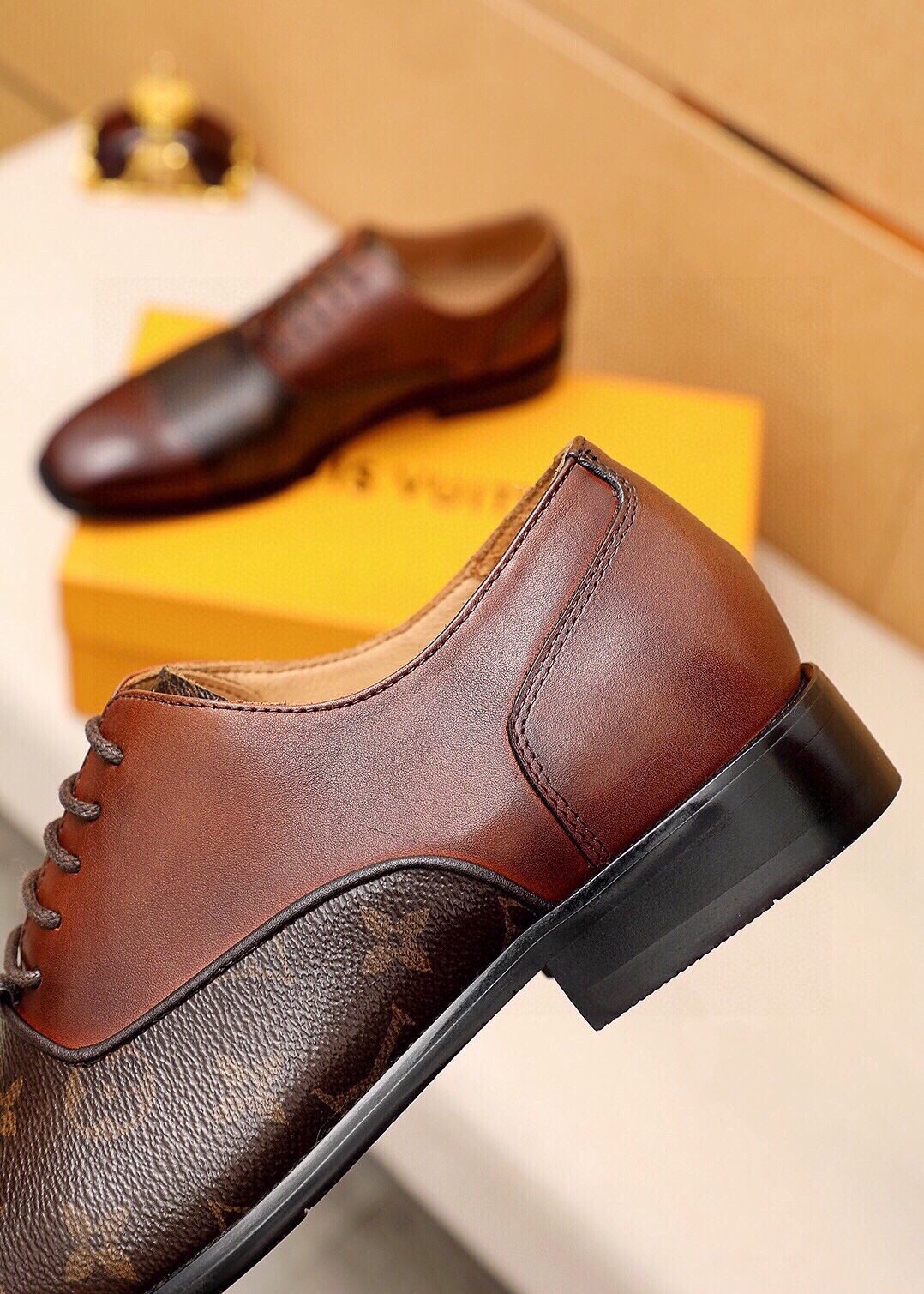 Louis Vuitton Patterned Panel Lace-Up Dress Shoes