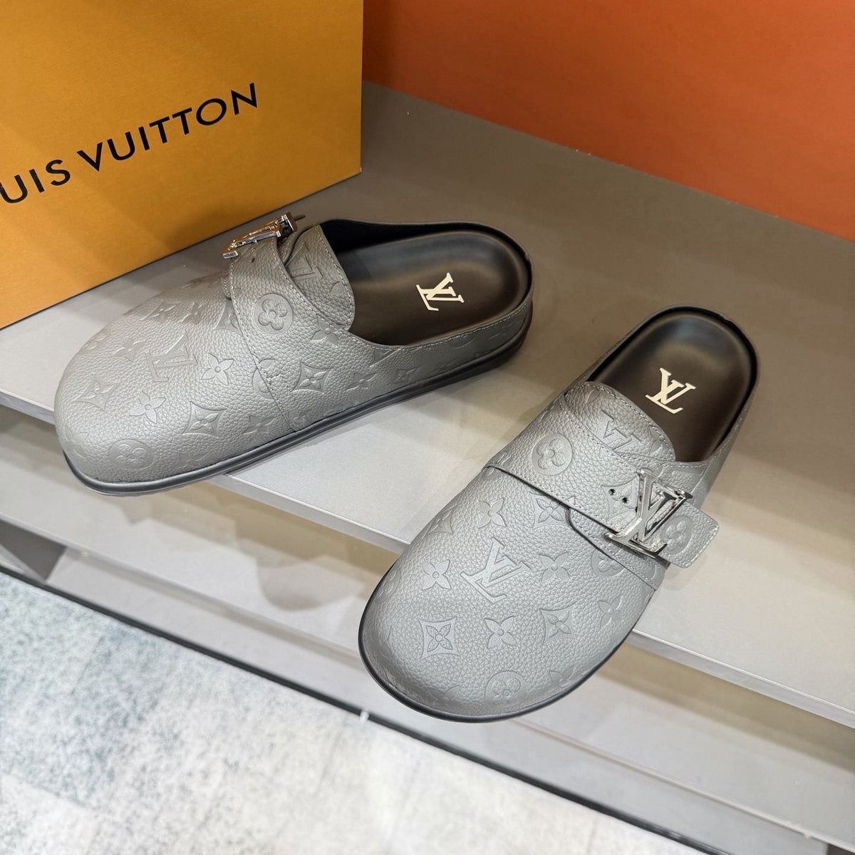 Louis Vuitton Monogram Buckle Slide Sandals