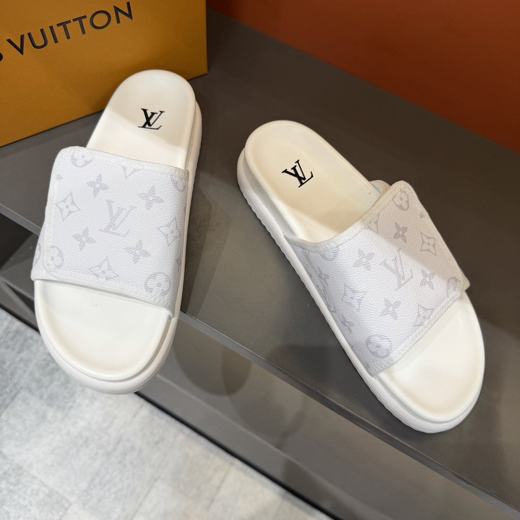 Louis Vuitton Monogram-Patterned Slide Sandals