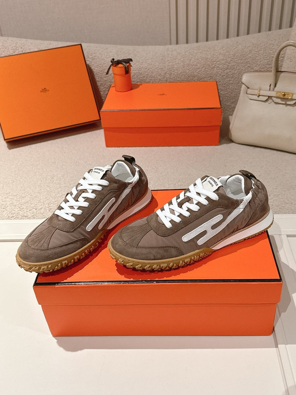 Hermès Brown H-Detail Sneakers
