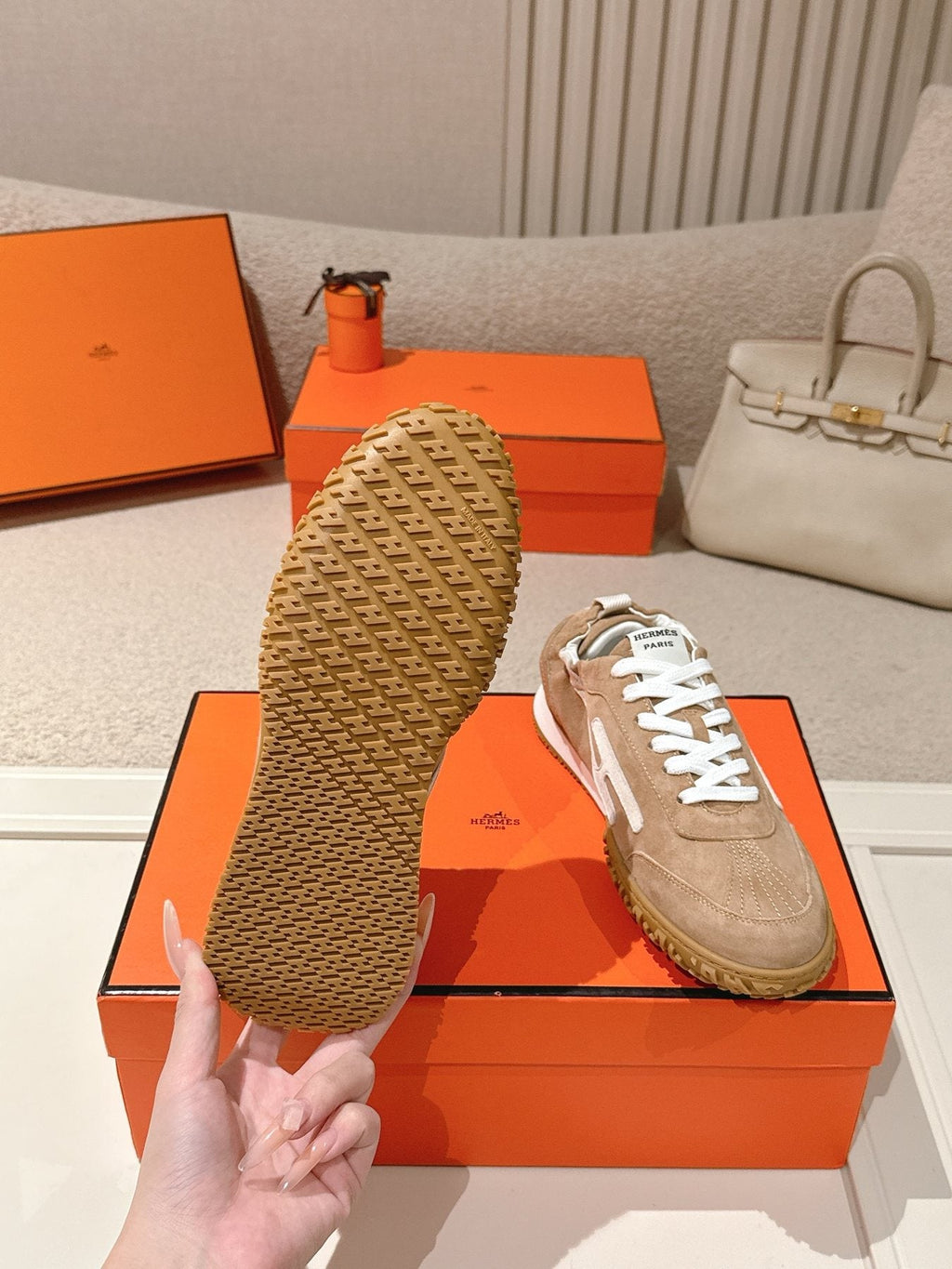 Hermès Brown H-Detail Sneakers