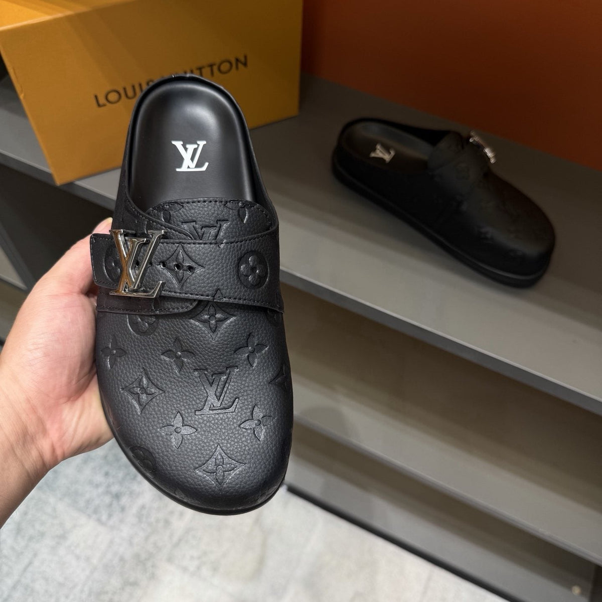 Louis Vuitton Monogram Buckle Slide Sandals