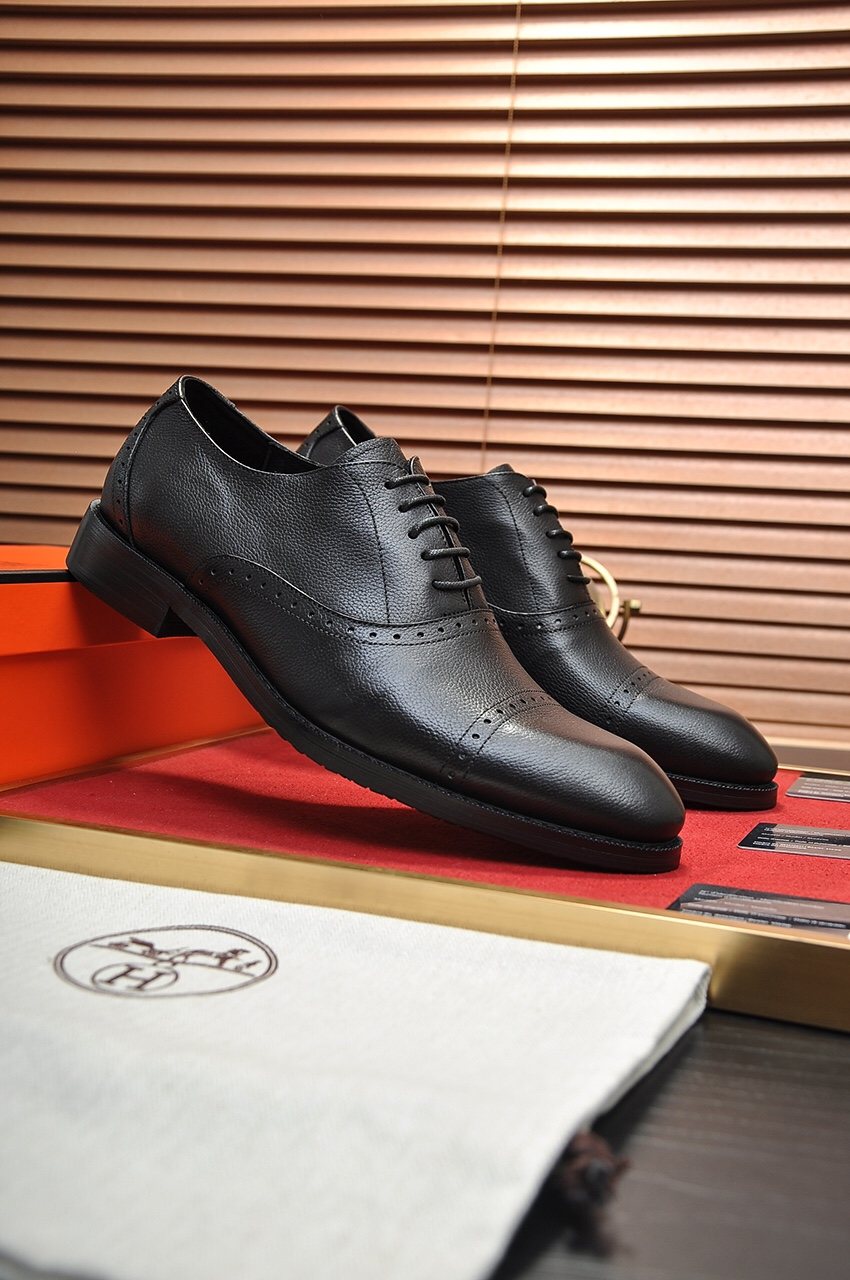 Hermès Men's Perforated Leather Lace-Up Dress Shoes
