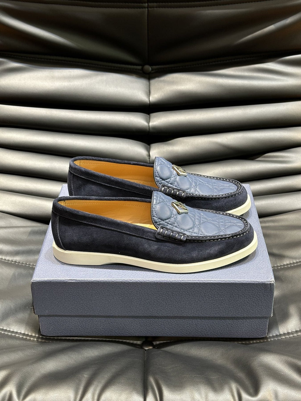 Dior Patterned Panel Loafers