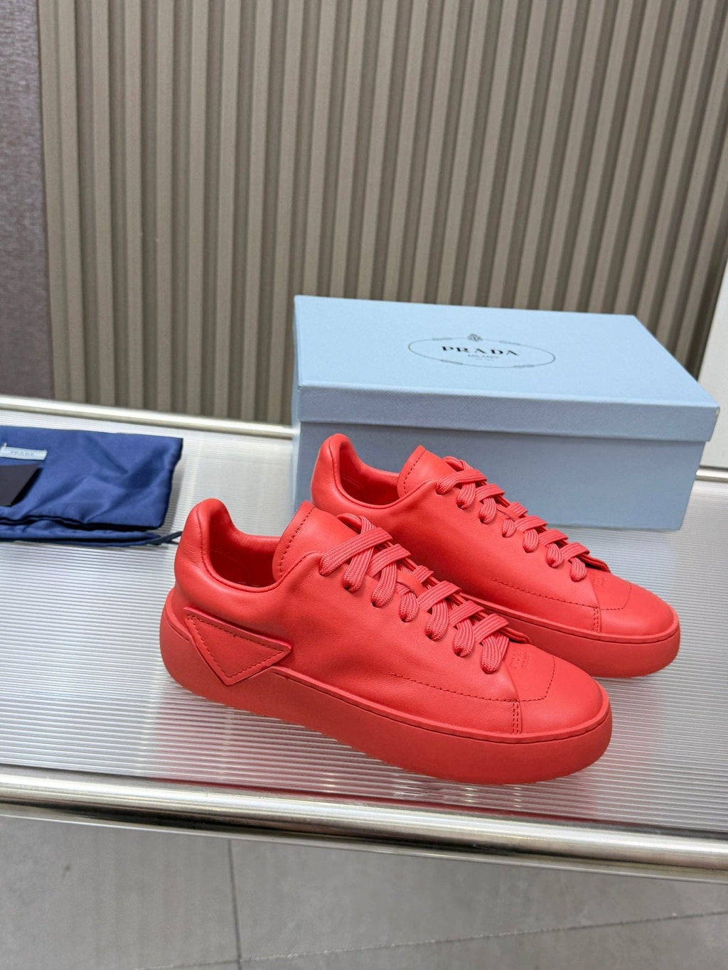 Prada Tonal Tan Low-Top Sneakers