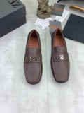 Zegna Square-Toe Leather Loafers