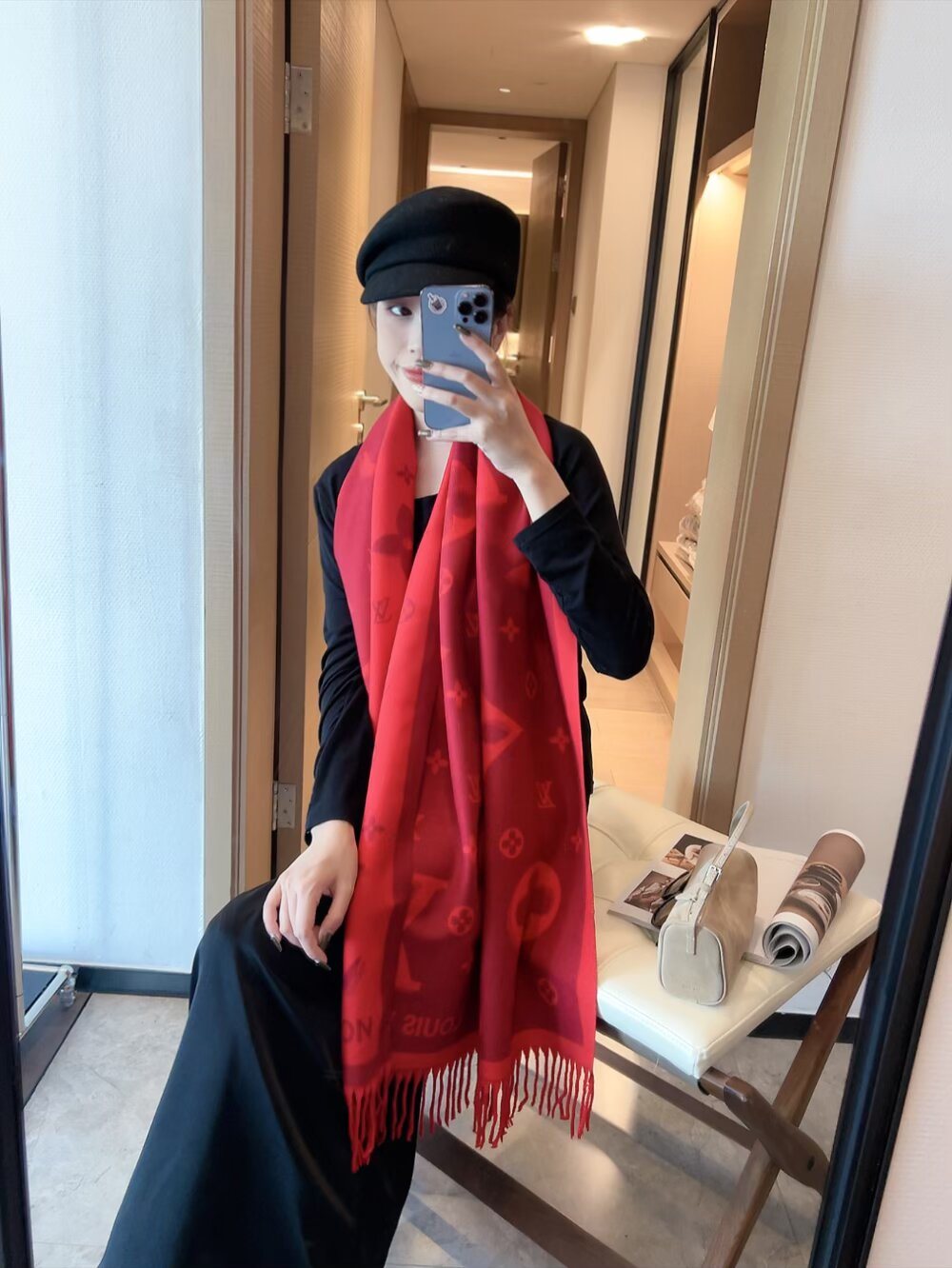 Louis Vuitton Fringed Monogram Scarf