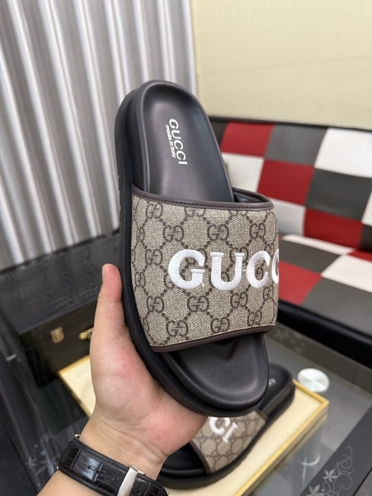 Gucci Logo Strap Slide Sandals