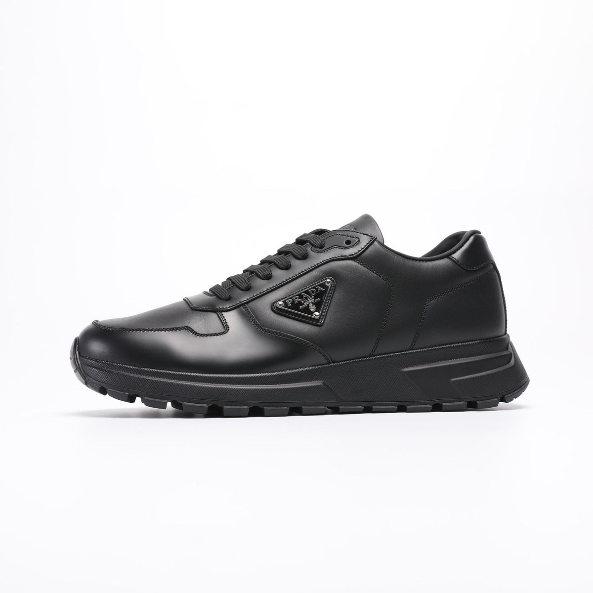 Prada Men's Triangle Plaque Low-Top Sneakers - Lugged Outsole