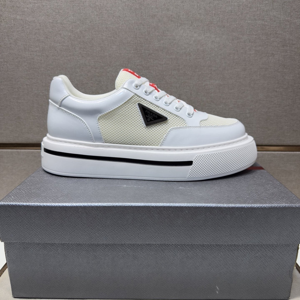 Prada Men's Contrast Panel Low-Top Sneakers