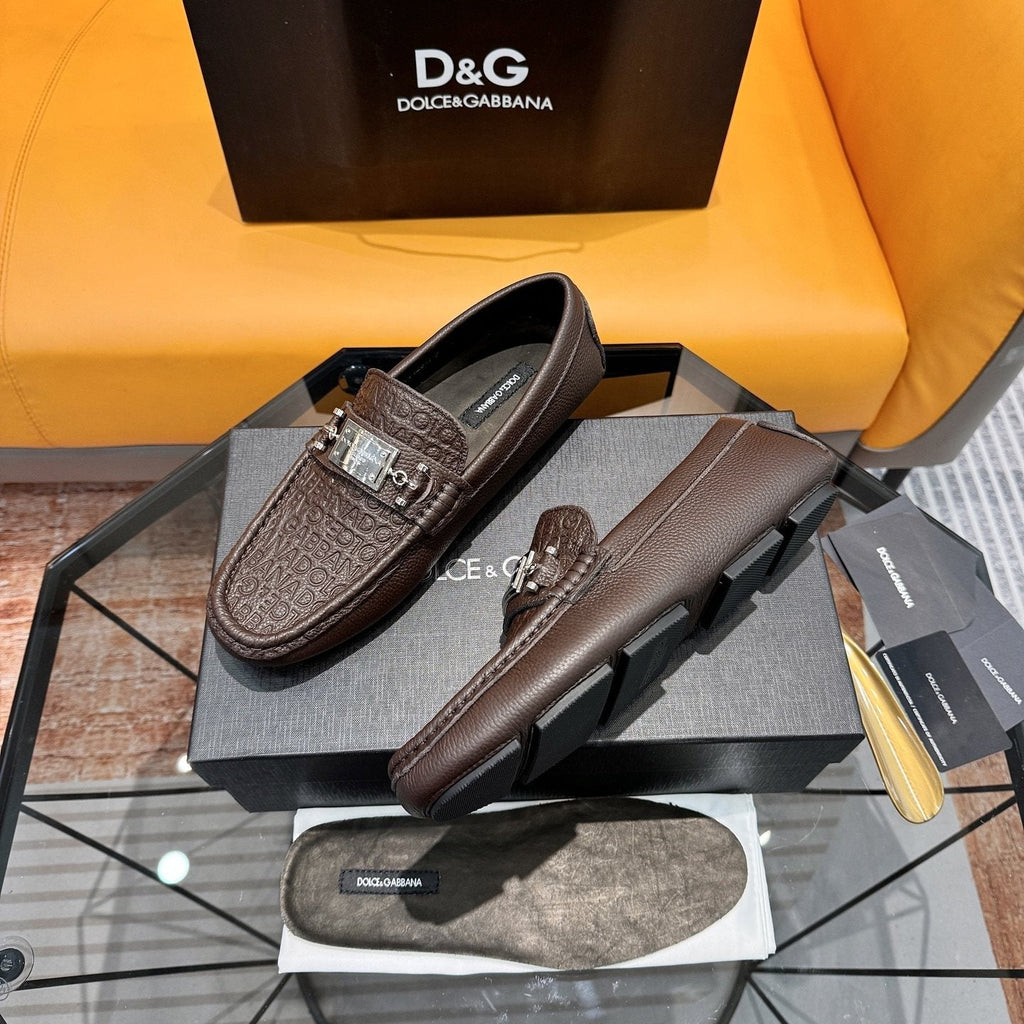 Dolce & Gabbana Embossed Leather Driving Loafers